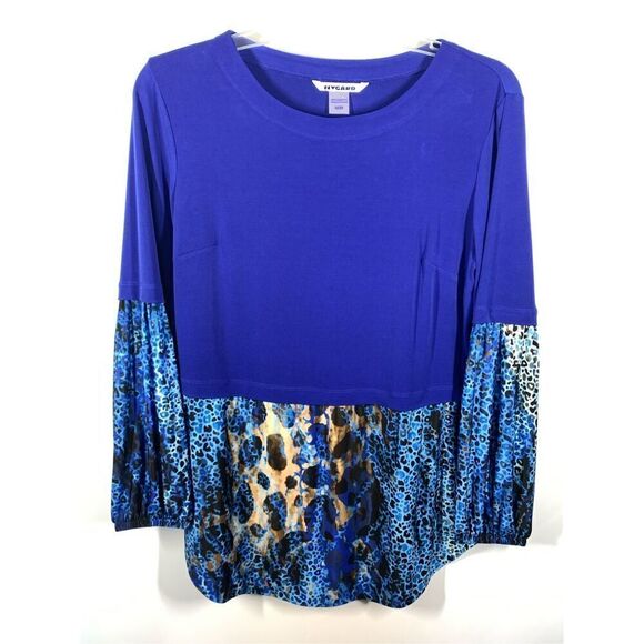 Nygard Women's Leopard Print Crew Neck Long Sleeve Top Blue Size Medium - Picture 1 of 7